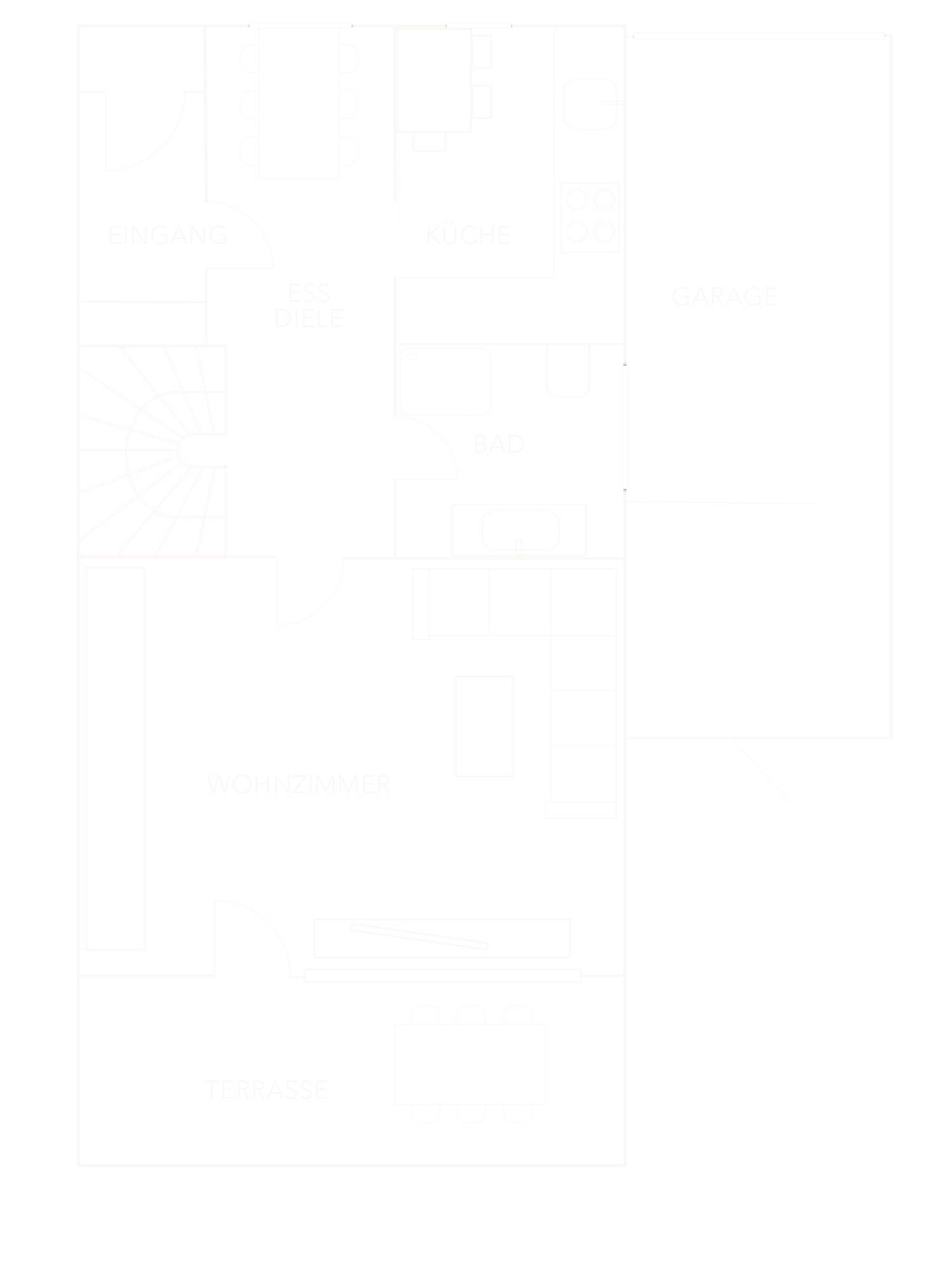 Grundriss des Erdgeschosses einer Doppelhaushälfe 