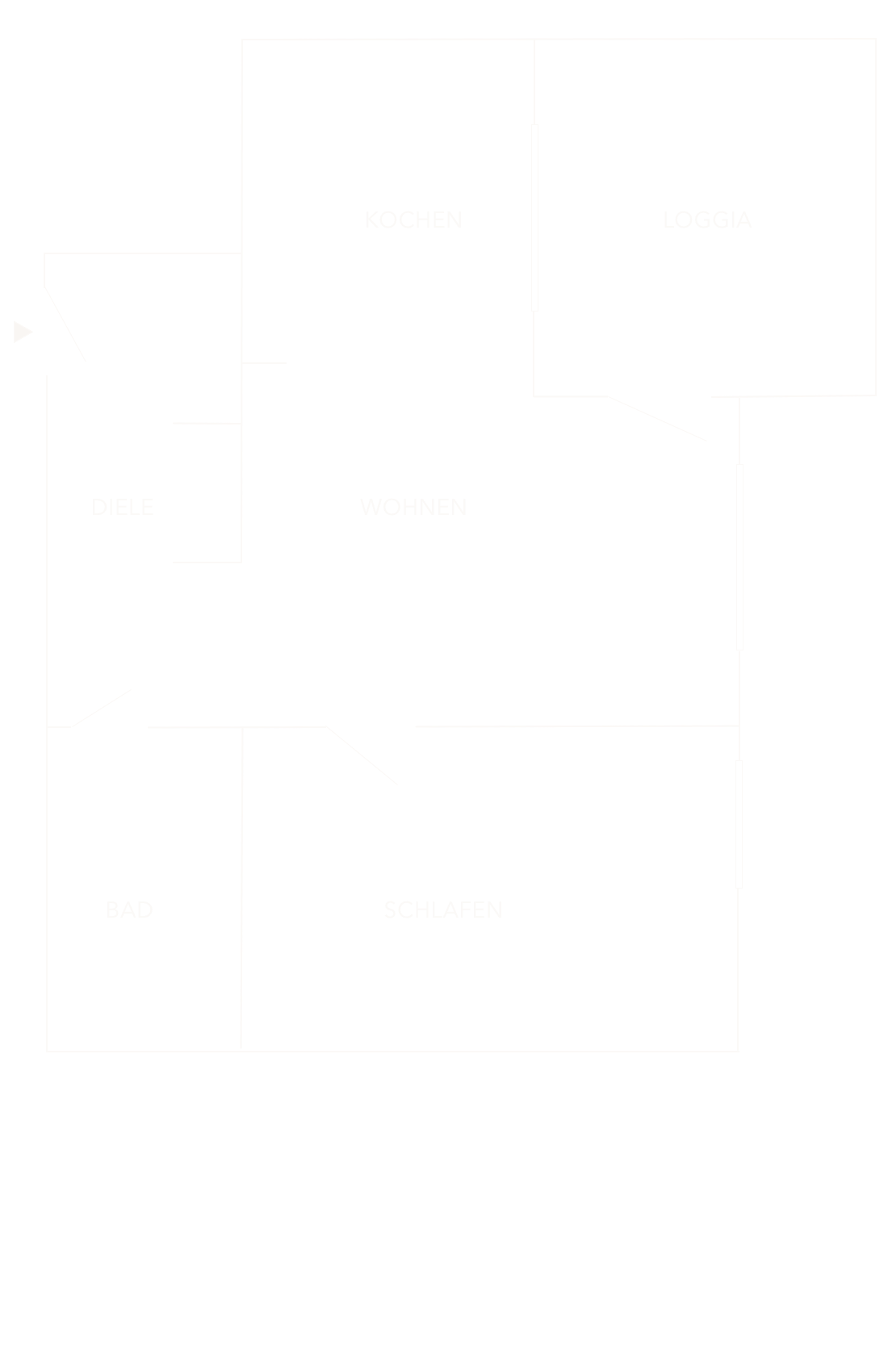 Grundriss einer 2 Zimmer Wohnung mit Balkon