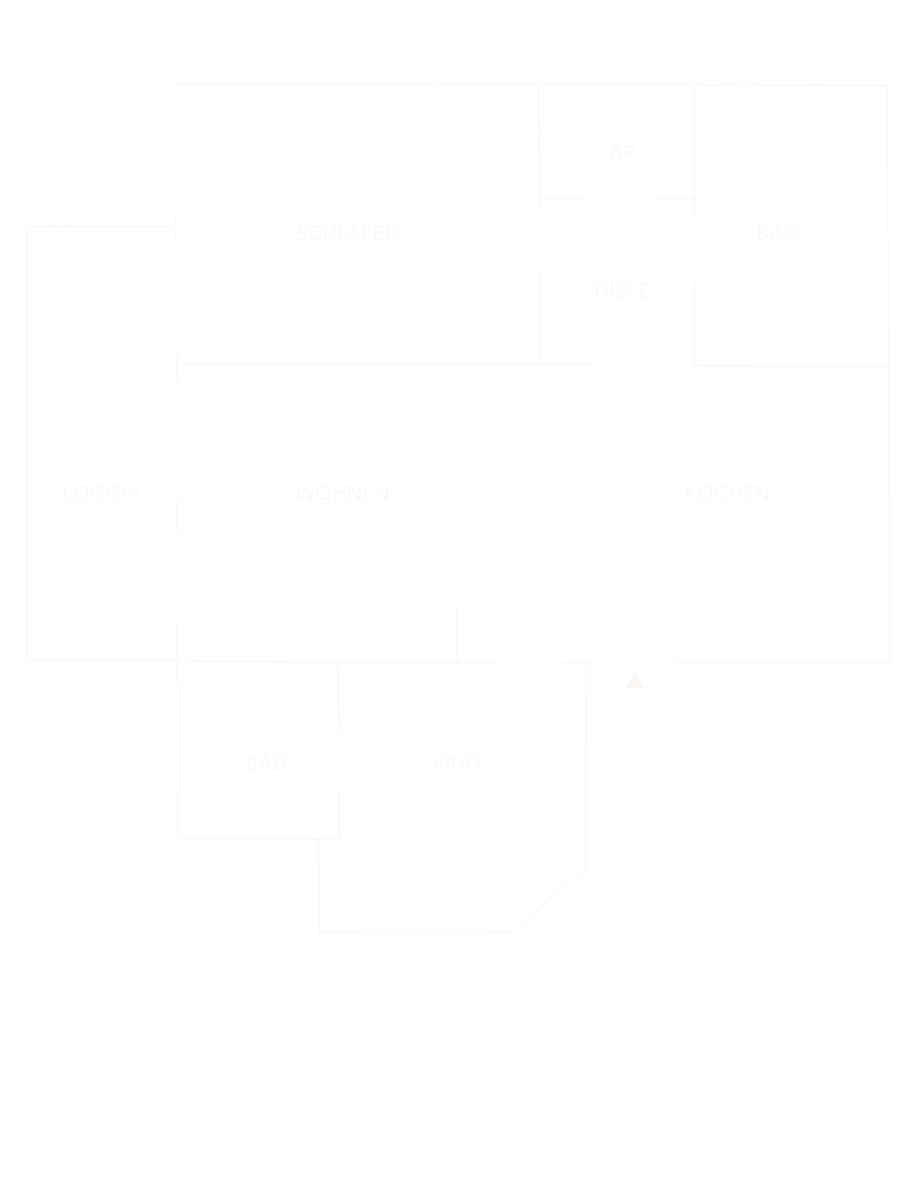 Grundriss einer 3 Zimmer Wohnung mit Balkon 